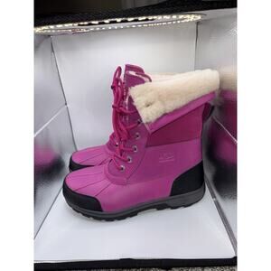 UGG Butte II Waterproof Snow Boot Youth 5 Fits Women 7 Pink Magenta Shearling